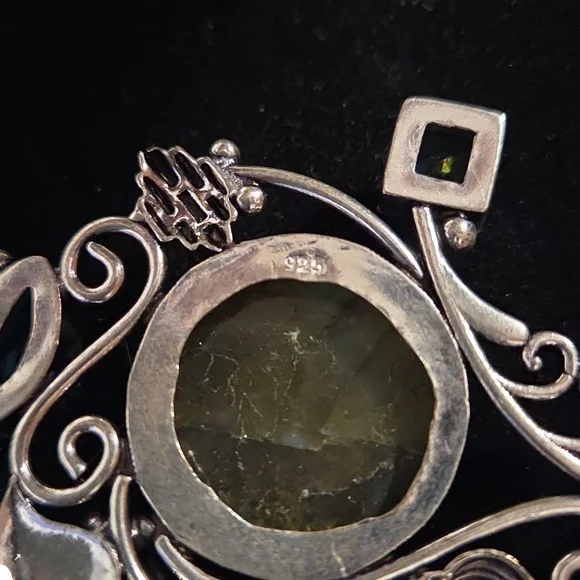 Elegant Silver Pendant with Blue and Green Accents - Picture 8 of 8